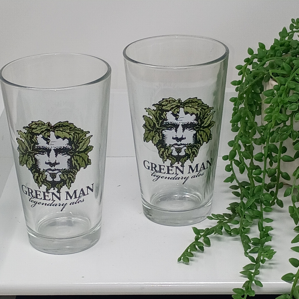 Green Man Legendary Ales Pint Glasses Set – Clear Craft Beer Drinking Glasses - Picture 3 of 5